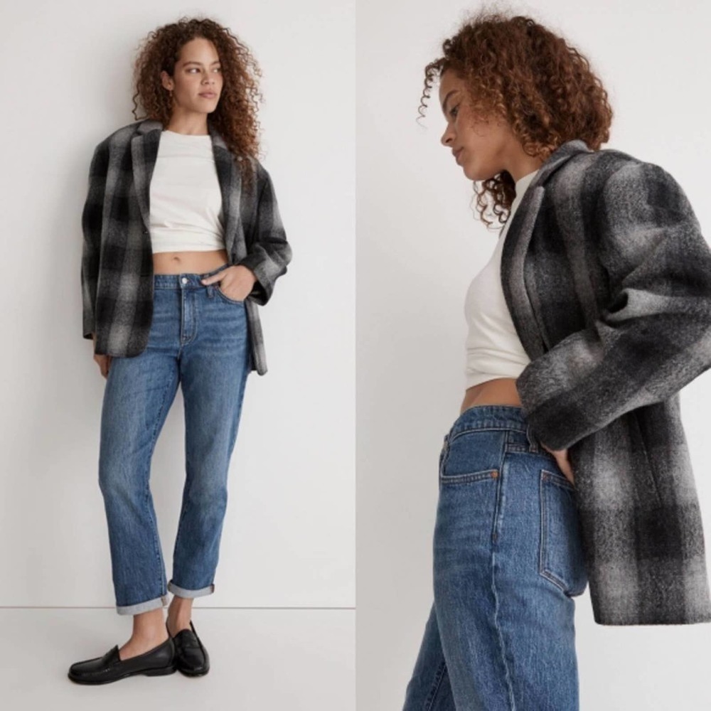 Madewell Oversized Dorset Blazer Buffalo Check Boiled Wool